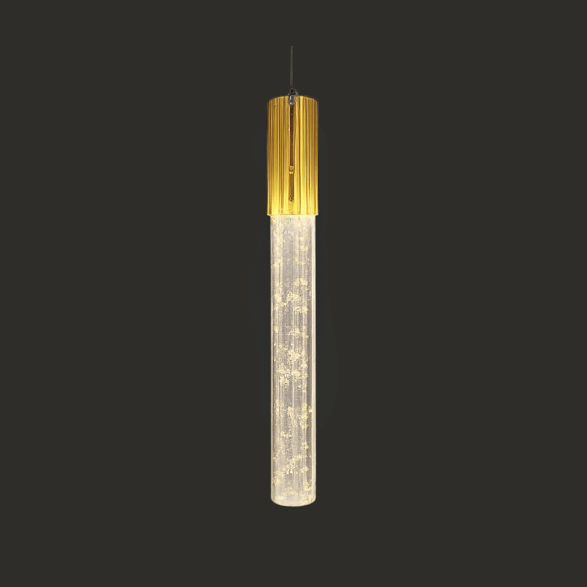 Luxury Gold & Textured Glass Cylinder Pendant Light