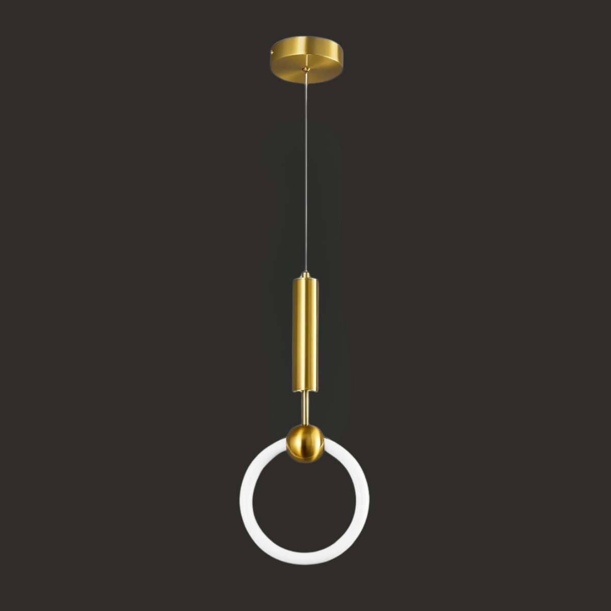 Luxury Gold Ring LED Pendant Light – Modern Circular Hanging Lamp 