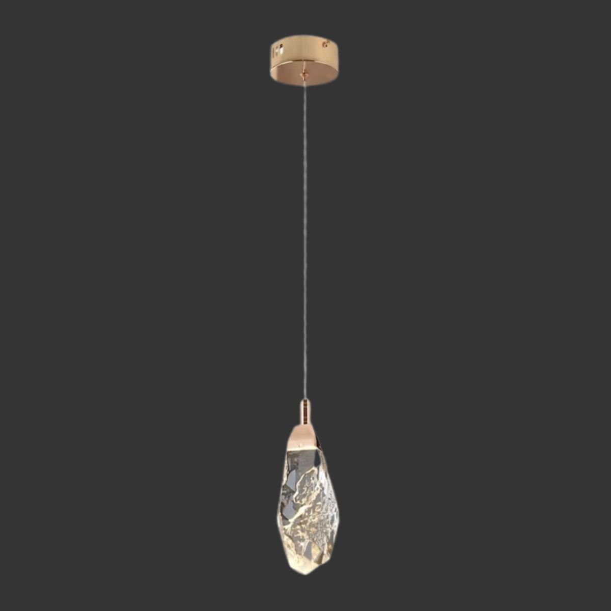 Luxury Crystal Stone LED Pendant Light – Gold Finish