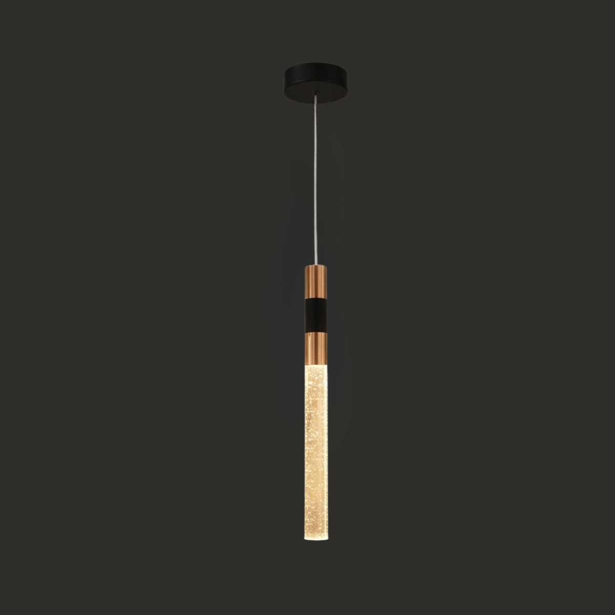 Designer Marble Tube Pendant Light – Black & Copper Finish