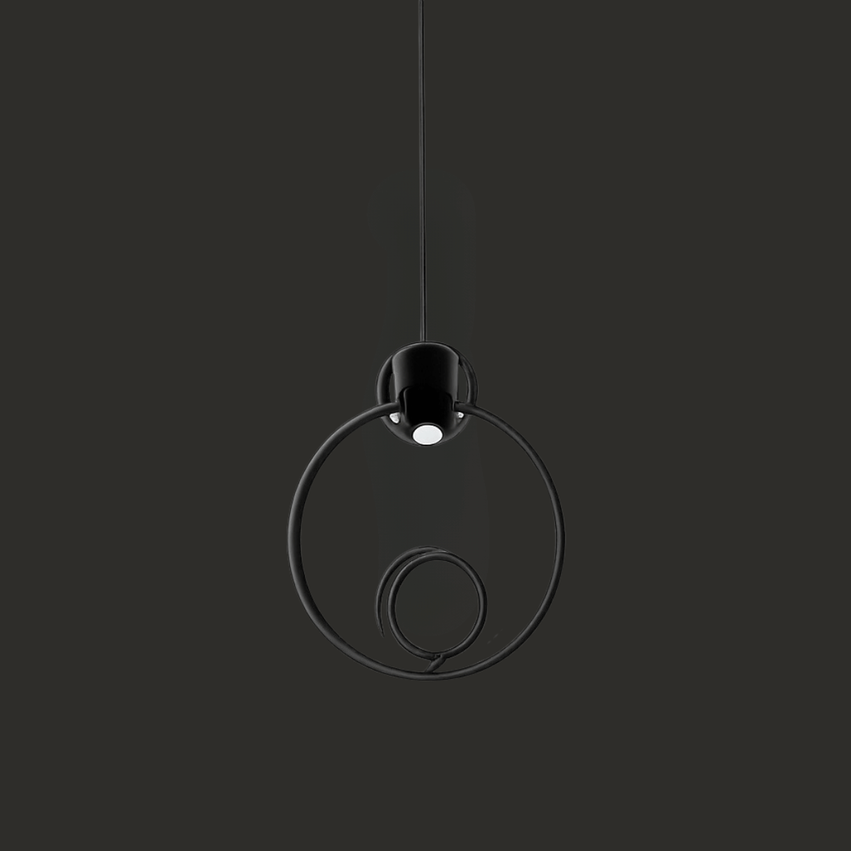 Modern Black Ring Pendant Light – Sculptural Circular Hanging Lamp 